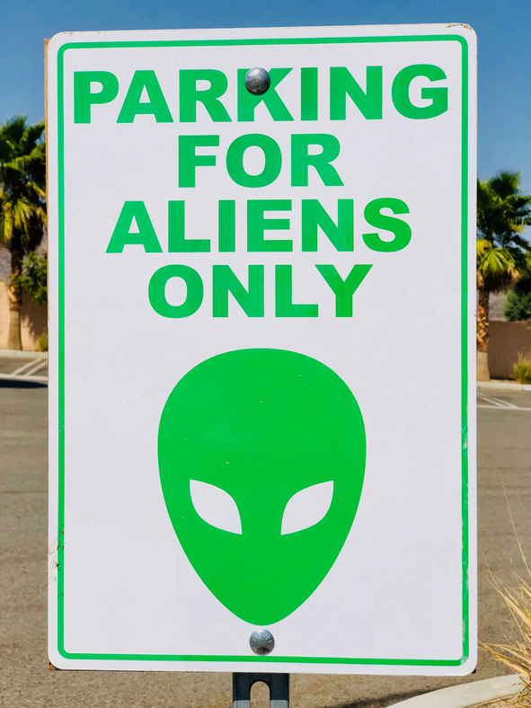 Photo of Parking for Aliens Only Signage